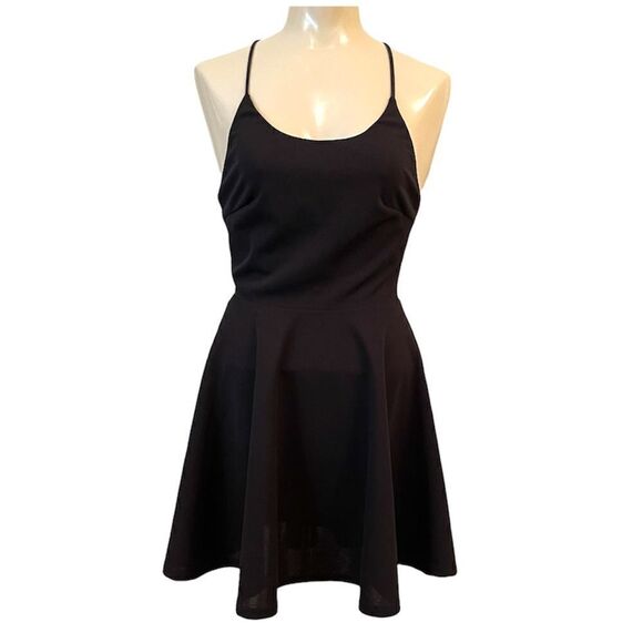 TRAC Crisscross Tie Exposed Back Fit & Flare Mini Party Dress - Picture 1 of 11